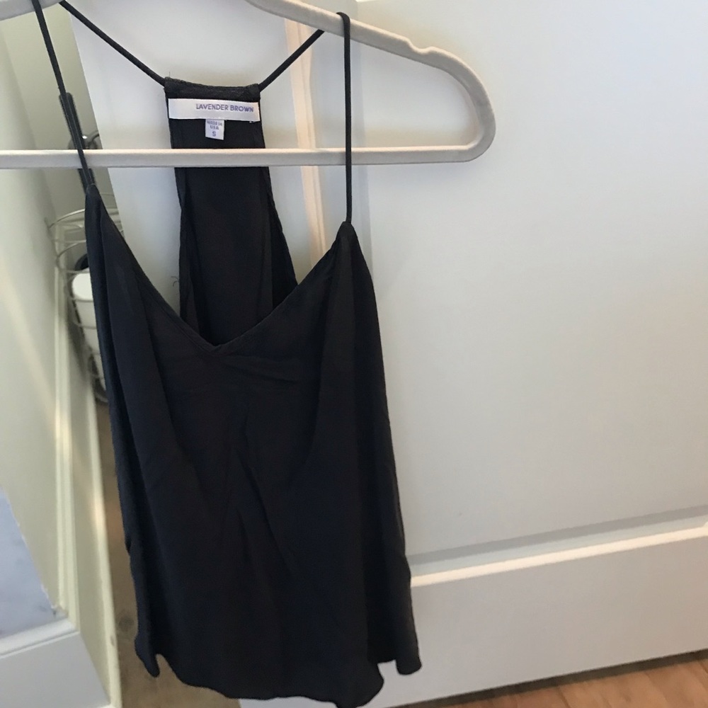 Black chiffon razor back top.